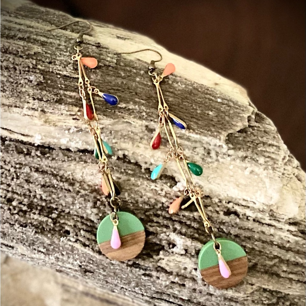 ONE OF A KIND by attaining nirvana - dangle earrings on antique gold fishhooks